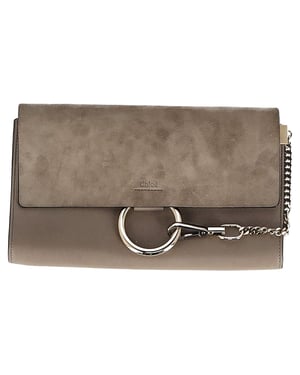 Chloé Faye Clutch Bag aus grauem Wildleder