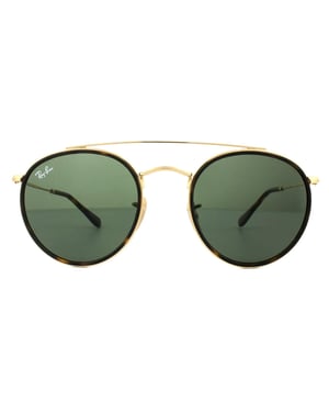 Ray-Ban Sonnenbrille Runde Doppelbrücke 3647N 001 Gold Grün