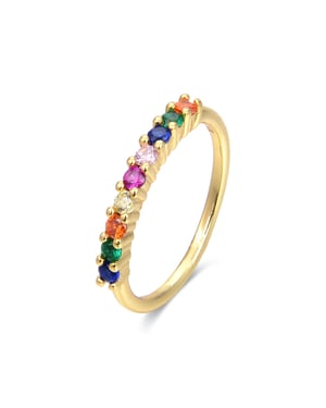 Ring aus 925er Sterlingsilber und mehrfarbigen Zirkonen mit 18 Karat Gelbgoldplattierung