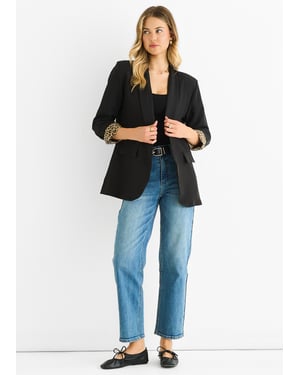 Contrast Animal Edge to Edge Blazer