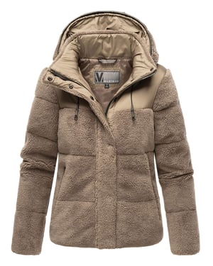 Marikoo Damen Teddy Puffer Jacke mit Kapuze & Reißverschluss – Kaguraa