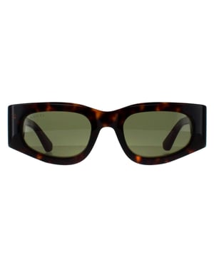 Gucci Rectangle Womens Havanna mit Grün und Rot Grün GG1664S
