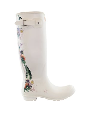 Hunter Hohe Botanische Rücken Damen Weiße Gummistiefel
