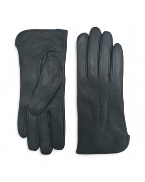 Damen-Autofahrerhandschuhe aus olivgrünem italienischem Leder mit weichem Wollfutter und Winter-Ziernahtdesign