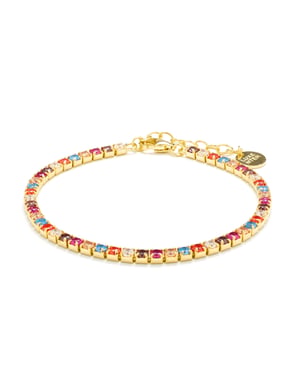 Luxenter 925 Sterling Silber Armband mit mehrfarbigen Zirkonia in 18K Gelbgold - Tahu