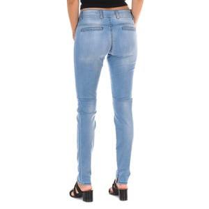 Lange Denim-Hose getragen Effekt aus elastischem Gewebe 70DBF0518 Frau