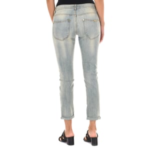 Lange Denim-Hose getragen Effekt aus elastischem Gewebe 10DBF0318 Frau