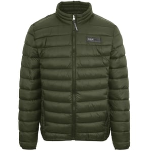 Plein Sport Patch Logo Dunne wattierte grune Jacke