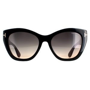 Tom Ford Cat Eye Damen glänzend schwarz rauch grau Gradient FT0940 Cara Sonnenbrille