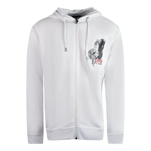 Cavalli Class grosser weisser Kapuzenpullover im Tiger-Design mit Reissverschluss