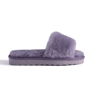 Aus Wooli Australia Damen Schafsfell Fluff Slide Pantoffeln Lila