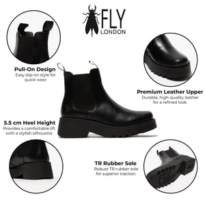 Fly London MEDI789, Damen Chelsea-Stiefel, Schwarz