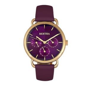 Montre à bracelet en cuir Bertha Gwen avec jour/date