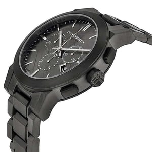 Burberry BU9354 Herrenuhr mit grauem Karo und Ionenplattierung aus Edelstahl