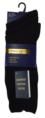 100% ägyptische Baumwolle Socken für Männer | 6 Paar | gerippte nahtlose schwarze Socken in 3 Größen erhältlich - Schwarz