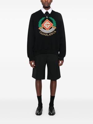 Casablanca Casa Wappen besticktes Sweatshirt in Schwarz