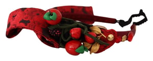 Dolce & Gabbana Red Tiara Berry Fruit Crystal Bow Hair Diadem Women's Bandband