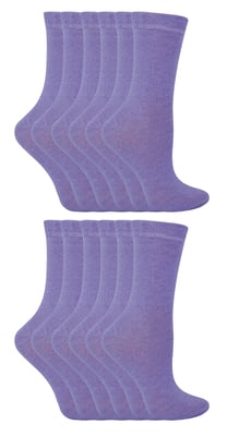 12 Paar Multipack Kinder Baumwolle bunte Casual Socken | Socken Snob | Plain Kleid Socken für Jungen & Mädchen - lila