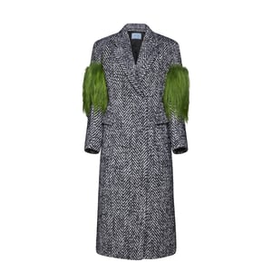 Manteau en laine à chevrons Prada