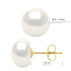 Ohrringe Gelbgold - Echte Süßwasser-Zuchtperlen Knopf 9-10 mm