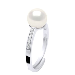 Ringschmuck - Echte Süßwasser-Zuchtperle, rund 7-8 mm