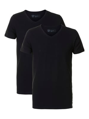 Petrol Industries - 2-er Pack Basic-T-Shirt V-Ausschnitt Männer - Schwarz