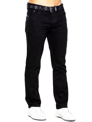 Enzo Herren Denim Straight Fit Jeans - Schwarz
