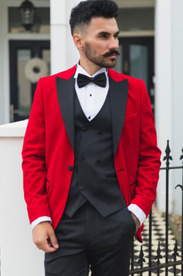 Herren-Blazer aus rotem Samt-Dinner-Smoking-Anzug