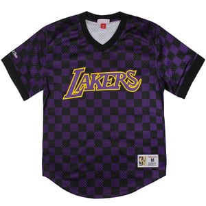 Mitchell & Ness NBA La Lakers Wordmark Mesh Mens T-Shirt