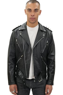 Herren-Bikerjacke „Ghostrider“ von Brando in Schwarz mit Spikes aus Leder – München