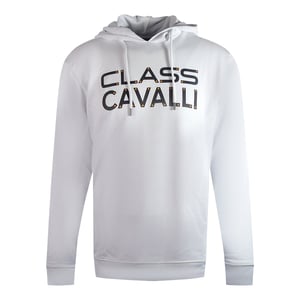 Cavalli Class Reverse Logo Weisser Kapuzenpullover
