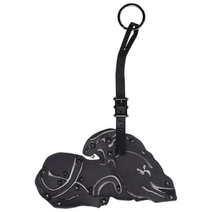 Valentino Panther Bag Charm aus schwarzem Leder