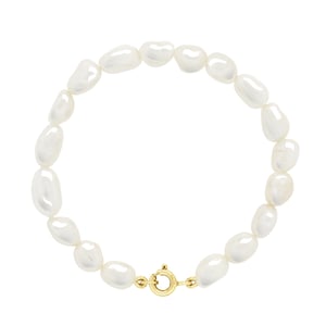 Armband Gold - Reihe echter Süßwasserperlen Barock 6-7 mm