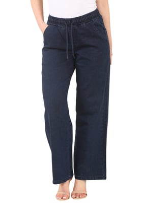 MYT Womens Elasticated High Waist Wide Leg Jeans in Dunkelblau