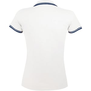 SOLS Damen/Damen Pasadena Tipped Kurzarm-Piqué-Poloshirt (Weiß/Navy)