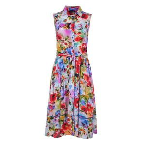 Florales ärmelloses Kleid mit Gürtel