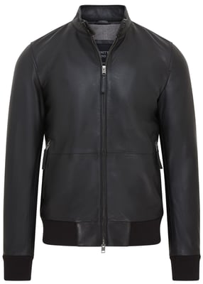 Schwarze Retro-Bomberjacke aus Leder für Herren - Adak
