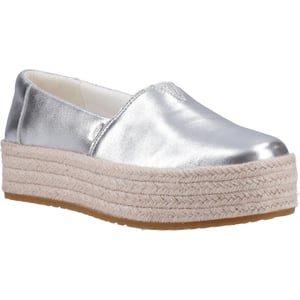 TOMS Valencia Damen Espadrilles aus silbernem Leder.