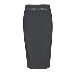 Schwarzer Bleistiftrock mit hoher Taille und Lederdetails