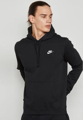 Nike Club Pullover Hoodie mit gesticktem Logo in Schwarz