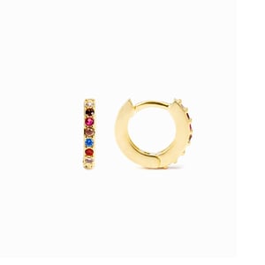 Luxenter Leofcar Ohrringe aus 925er Sterlingsilber und mehrfarbigen Zirkonen in 18 Karat Gelbgold
