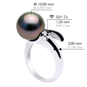 Ringschmuck Prestige Spirale – Diamanten 0,10 ct – echte Tahiti-Zuchtperle rund 10–11 mm