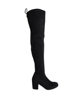Stuart Weitzman Stiefel über dem Knie mit Absatz aus schwarzem Wildleder