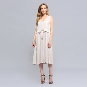 Midikleid mit V-Ausschnitt und verstellbarer Taille