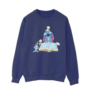 Disney - "Lilo & Stitch Reading A Book" Sweatshirt für Damen (Marineblau)