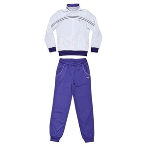 Puma Langarm Zip Up White Purple Kids Track -Anzug 829349 01