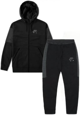Nike Air Herren Fleece-Trainingsanzug Komplett-Set in Schwarz