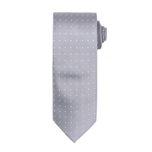 Premier Mens Micro Dot Pattern Formal Work Krawatte (Silber/ Weiß)