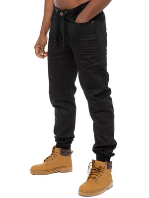 Enzo| Herren-Jogger-Jeans aus Denim mit Bündchen - Schwarz