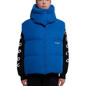 Off-White Bouce Hooded Gilet Pfauenblaue Daunenjacke
